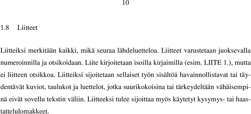 ), mutta ei liitteen otsikkoa.