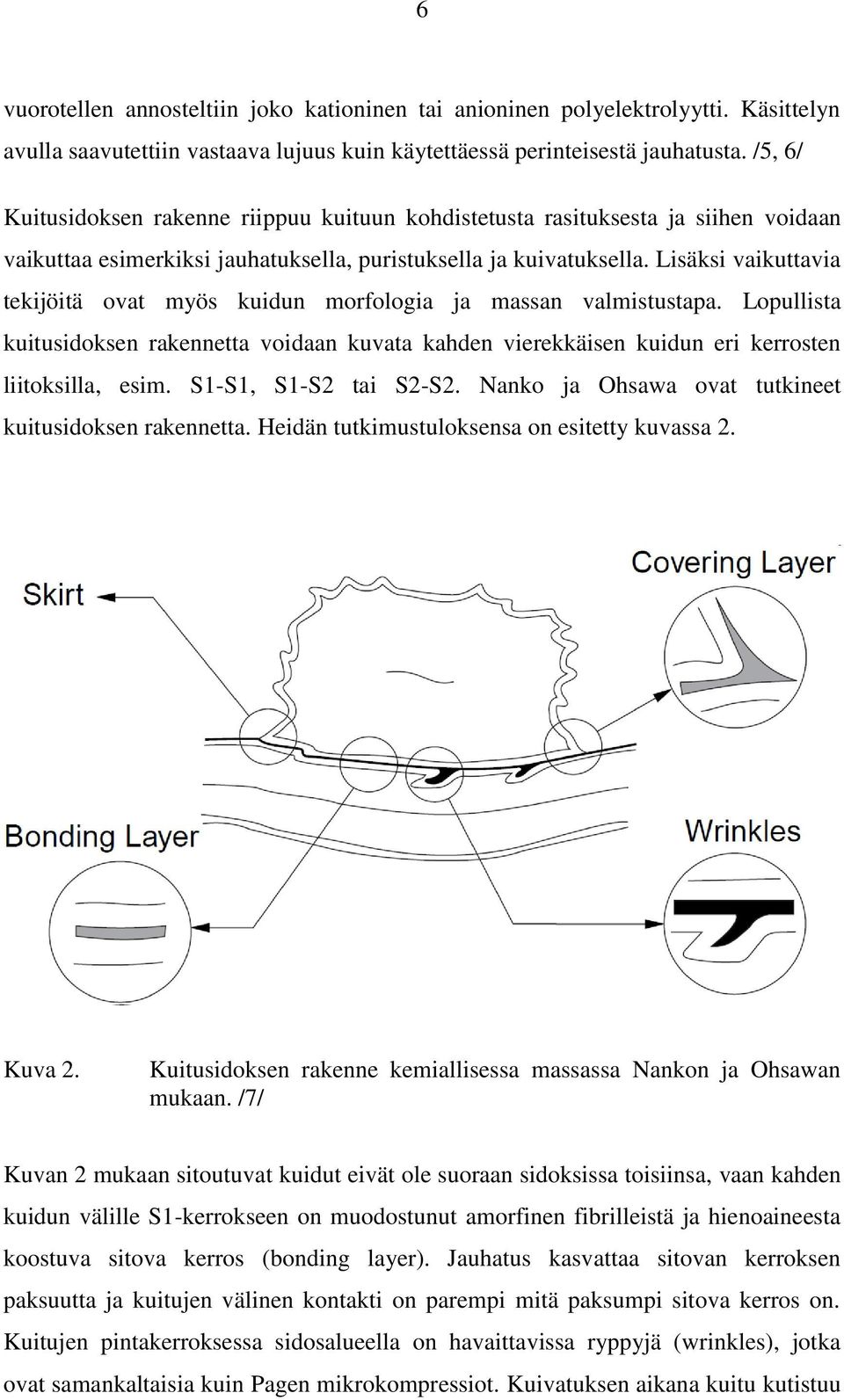 Lisäksi vaikuttavia tekijöitä ovat myös kuidun morfologia ja massan valmistustapa. Lopullista kuitusidoksen rakennetta voidaan kuvata kahden vierekkäisen kuidun eri kerrosten liitoksilla, esim.