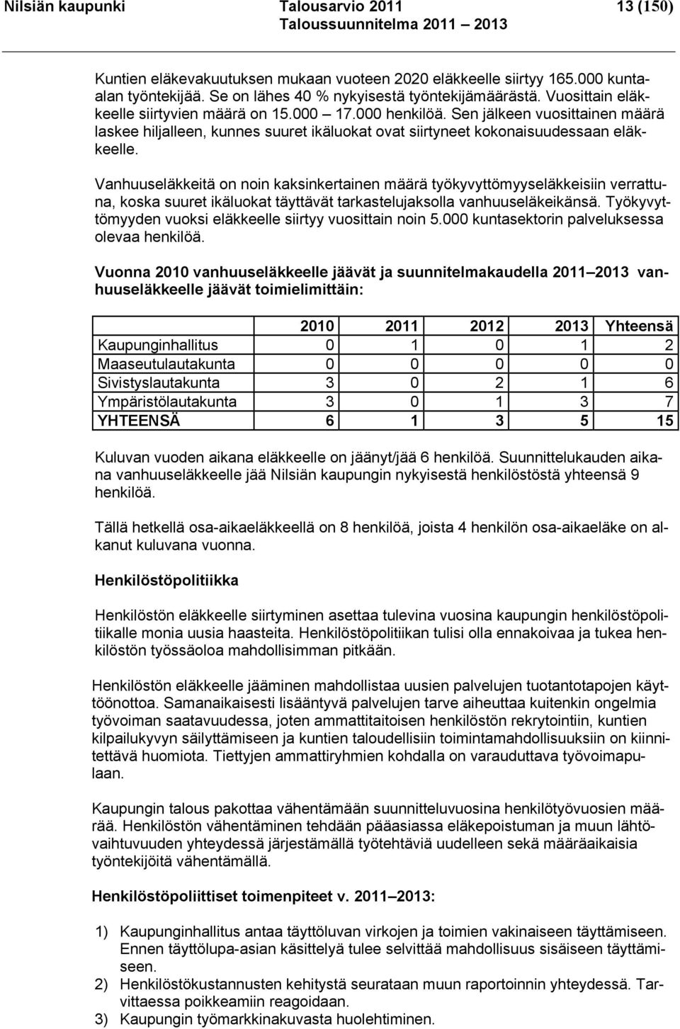 Vanhuuseläkkeitä on noin kaksinkertainen määrä työkyvyttömyyseläkkeisiin verrattuna, koska suuret ikäluokat täyttävät tarkastelujaksolla vanhuuseläkeikänsä.