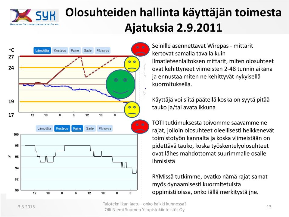 aikana ja ennustaa miten ne kehittyvät nykyisellä kuormituksella.