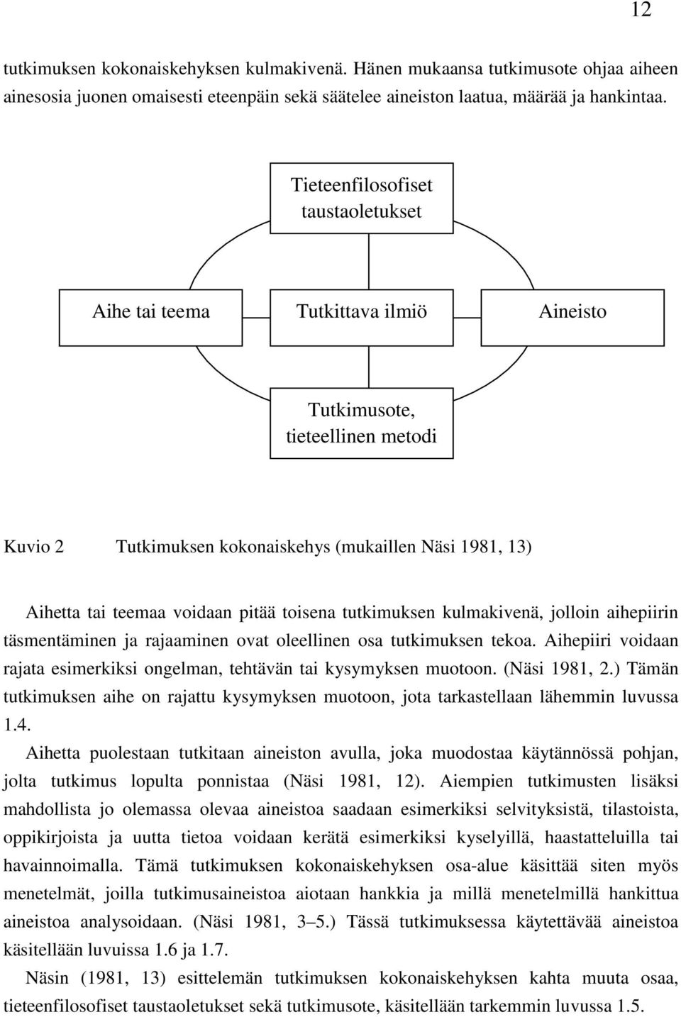 pitää toisena tutkimuksen kulmakivenä, jolloin aihepiirin täsmentäminen ja rajaaminen ovat oleellinen osa tutkimuksen tekoa.