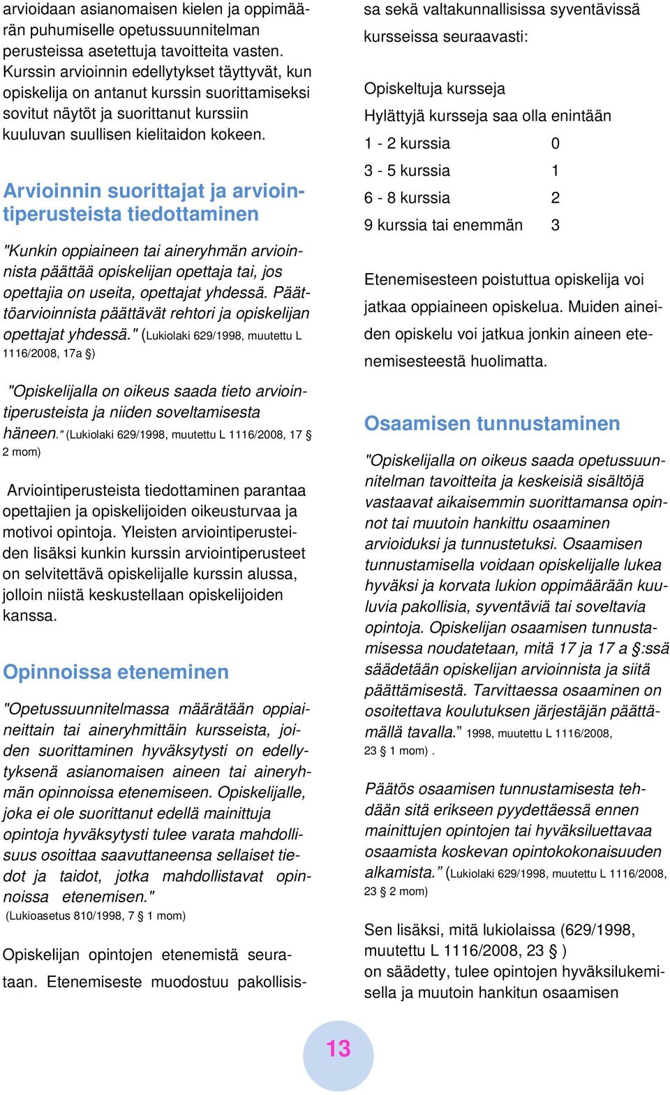 Arvioinnin suorittajat ja arviointiperusteista tiedottaminen "Kunkin oppiaineen tai aineryhmän arvioinnista päättää opiskelijan opettaja tai, jos opettajia on useita, opettajat yhdessä.