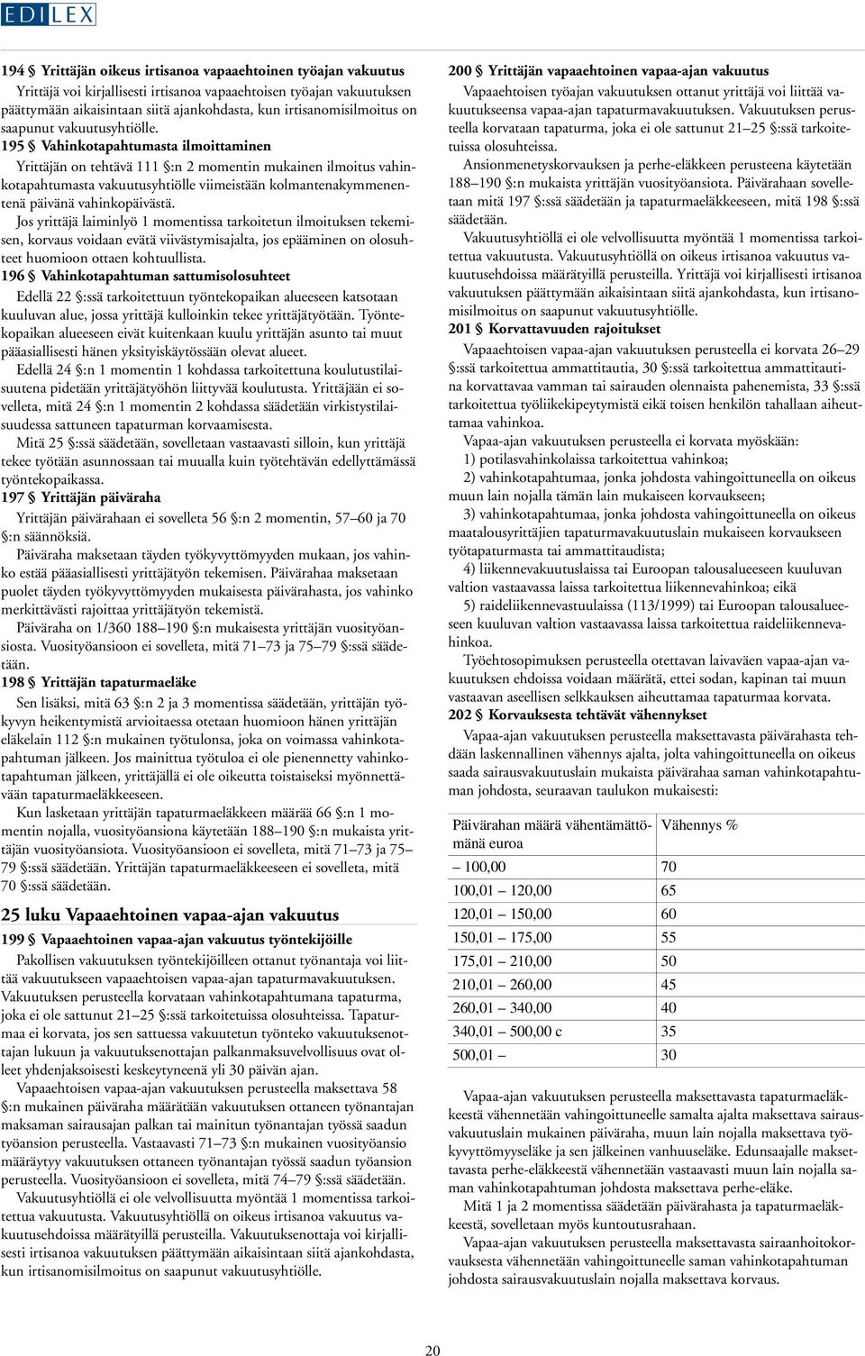 195 Vahinkotapahtumasta ilmoittaminen Yrittäjän on tehtävä 111 :n 2 momentin mukainen ilmoitus vahinkotapahtumasta vakuutusyhtiölle viimeistään kolmantenakymmenentenä päivänä vahinkopäivästä.