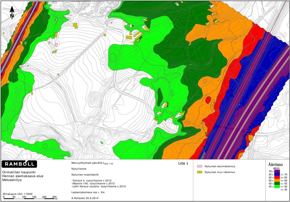 2012 -Maantie 140, nykyliikenne v.2012 -Lahti-Kerava rautatie, nykyliikenne v.2013 Laskentakorkeus mp + 2m A.
