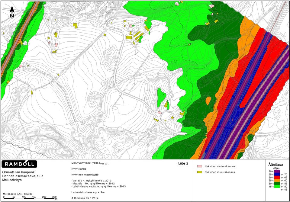 2012 -Maantie 140, nykyliikenne v.2012 -Lahti-Kerava rautatie, nykyliikenne v.2013 Laskentakorkeus mp + 2m A.