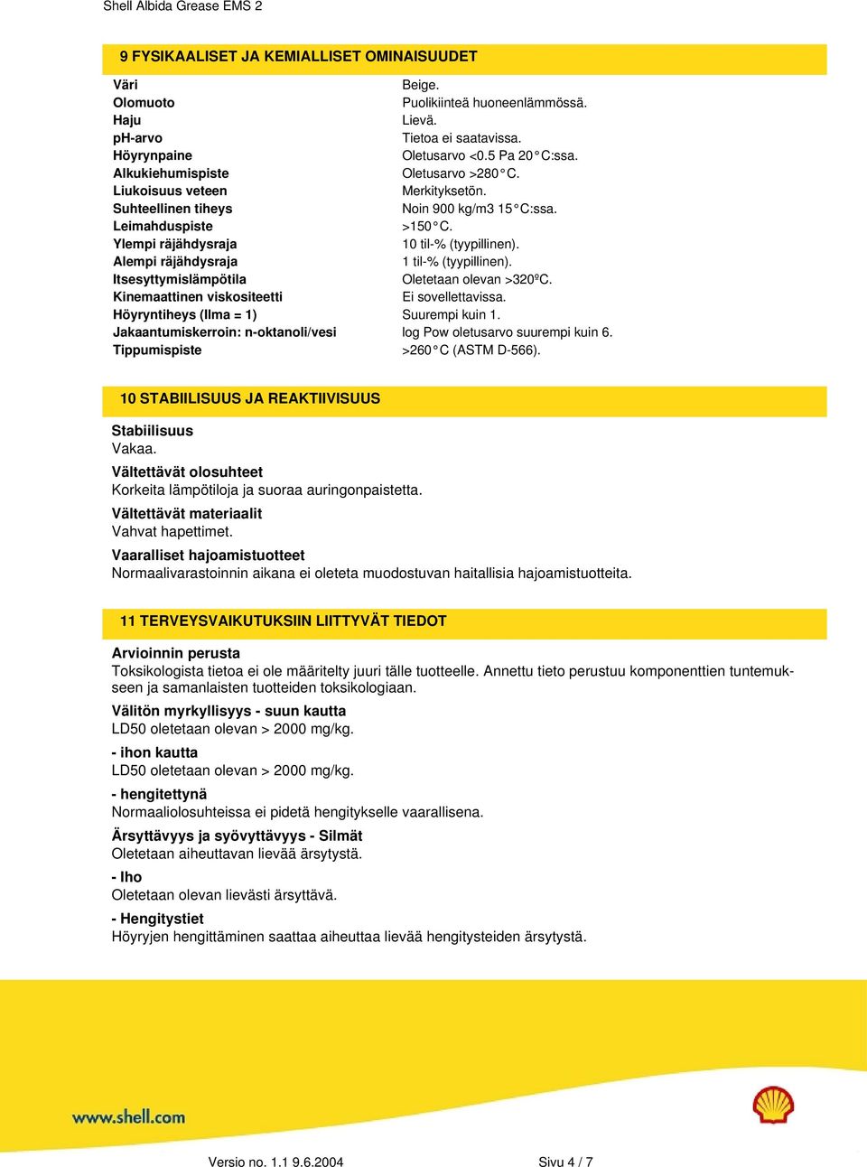 Alempi räjähdysraja 1 til-% (tyypillinen). Itsesyttymislämpötila Oletetaan olevan >320ºC. Kinemaattinen viskositeetti Ei sovellettavissa. Höyryntiheys (Ilma = 1) Suurempi kuin 1.