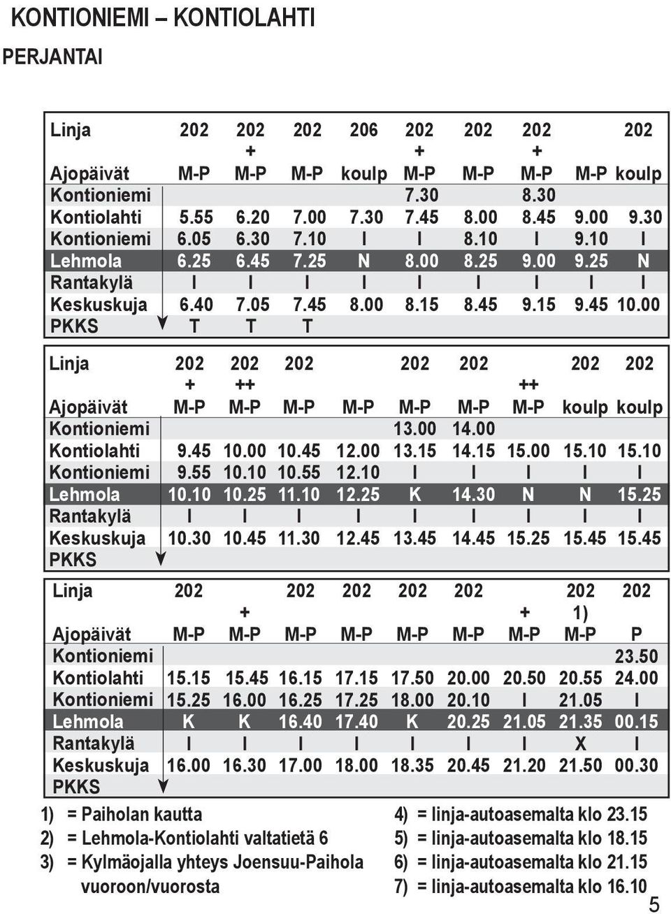 15 16.00 16.30 17.00 18.00 18.35 20.45 21.20 21.50 00.30 PS 1) = Paihoan kautta 4) = inja-autoasemata ko 23.15 2) = ehmoa- vatatietä 6 5) = inja-autoasemata ko 18.