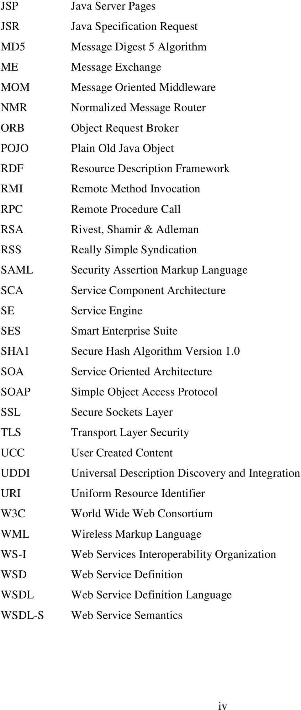 Markup Language SCA Service Component Architecture SE Service Engine SES Smart Enterprise Suite SHA1 Secure Hash Algorithm Version 1.