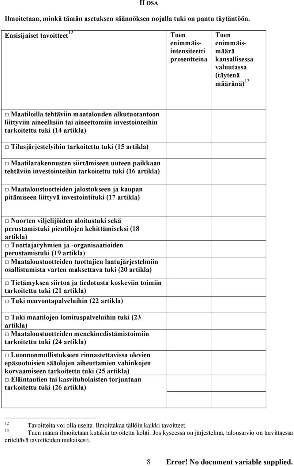 aineellisiin tai aineettomiin investointeihin tarkoitettu tuki (14 artikla) Tilusjärjestelyihin tarkoitettu tuki (15 artikla) Maatilarakennusten siirtämiseen uuteen paikkaan tehtäviin investointeihin