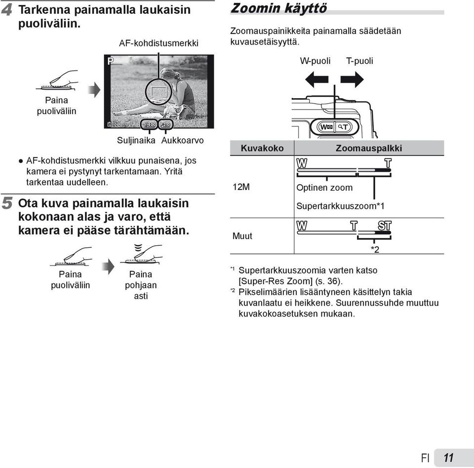 5 Ota kuva painamalla laukaisin kokonaan alas ja varo, että kamera ei pääse tärähtämään.