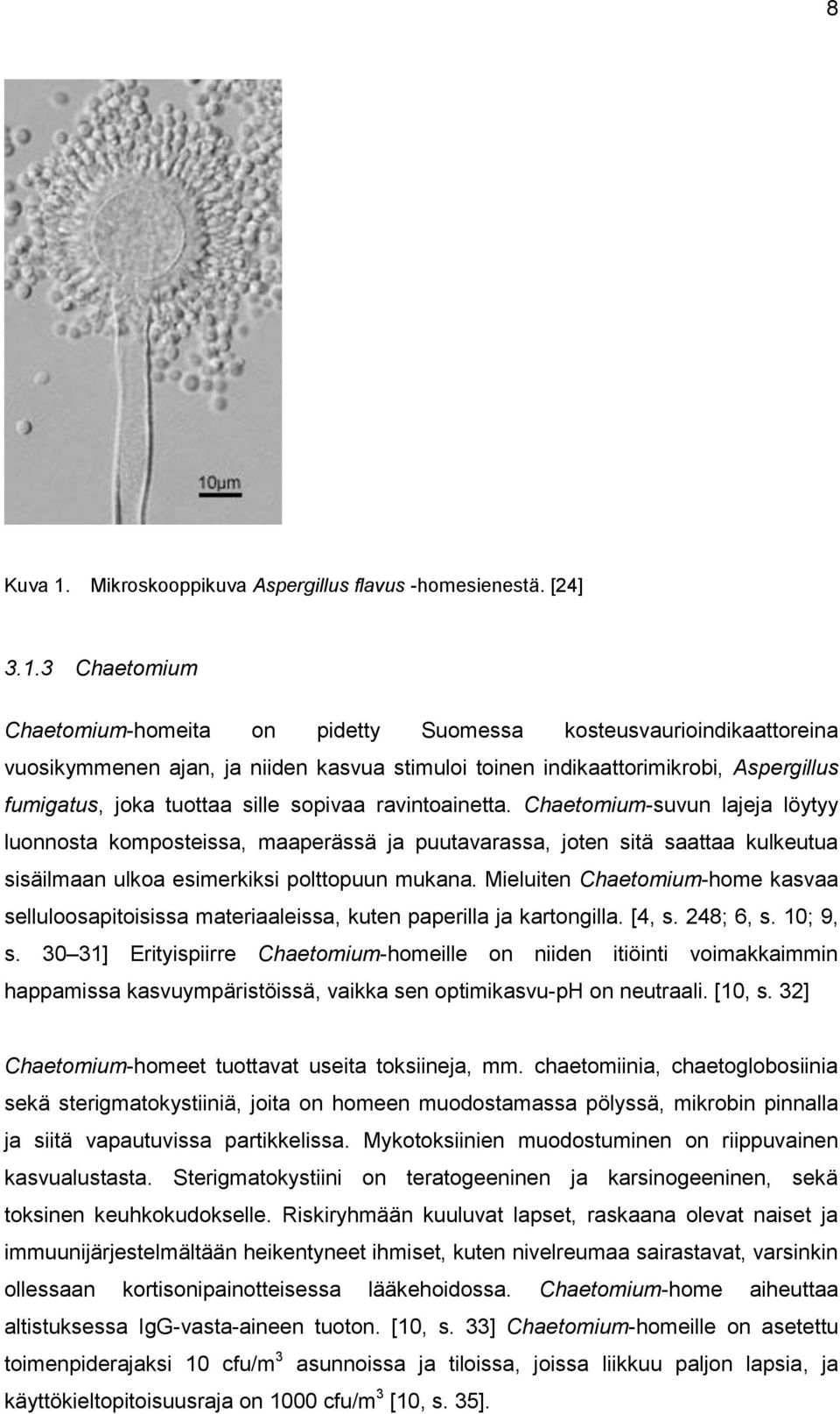 3 Chaetomium Chaetomium-homeita on pidetty Suomessa kosteusvaurioindikaattoreina vuosikymmenen ajan, ja niiden kasvua stimuloi toinen indikaattorimikrobi, Aspergillus fumigatus, joka tuottaa sille