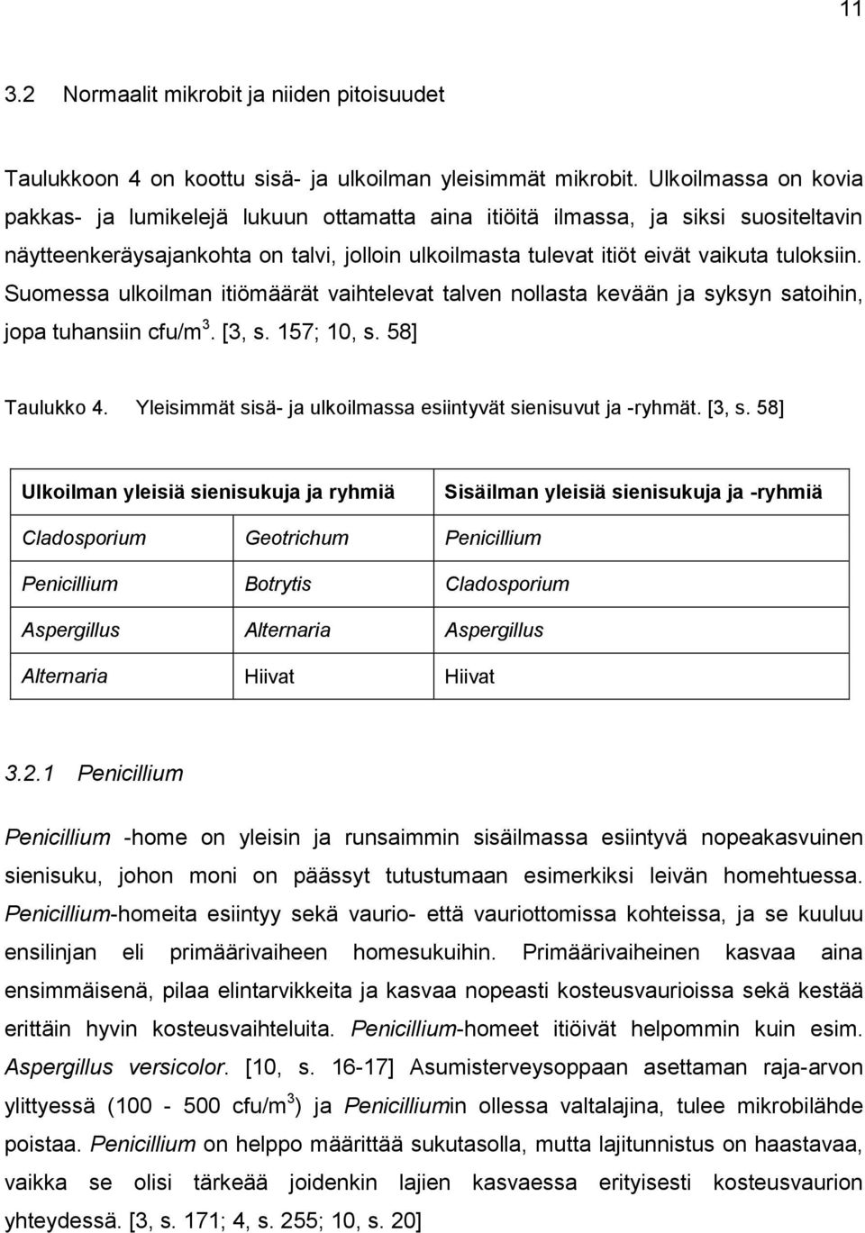 Suomessa ulkoilman itiömäärät vaihtelevat talven nollasta kevään ja syksyn satoihin, jopa tuhansiin cfu/m 3. [3, s. 157; 10, s. 58] Taulukko 4.