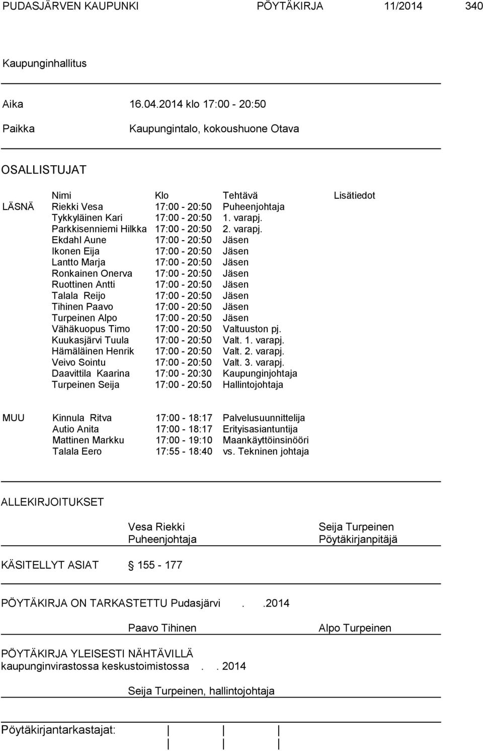 Parkkisenniemi Hilkka 17:00-20:50 2. varapj.