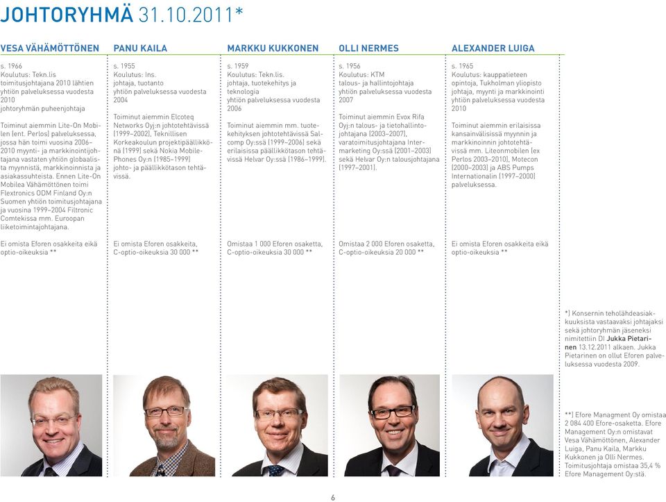 Perlos) palveluksessa, jossa hän toimi vuosina 2006 2010 myynti- ja markkinointijohtajana vastaten yhtiön globaalista myynnistä, markkinoinnista ja asiakassuhteista.