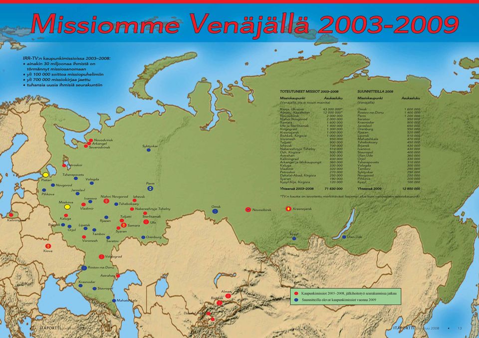 Pietari Pihkova Novodvinsk Arkangel Severodvinsk Syktyvkar Petroskoi Tsherepovets Vologda Novgorod Perm Jaroslavl Ivanovo Nizhni Novgorod Izhevsk Moskova Tsheboksary Vladimir Naberezhnyje Tshelny