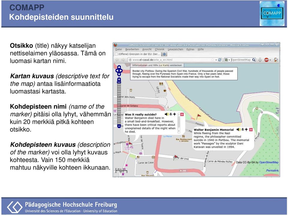 Kartan kuvaus (descriptive text for the map) antaa lisäinformaatiota luomastasi kartasta.