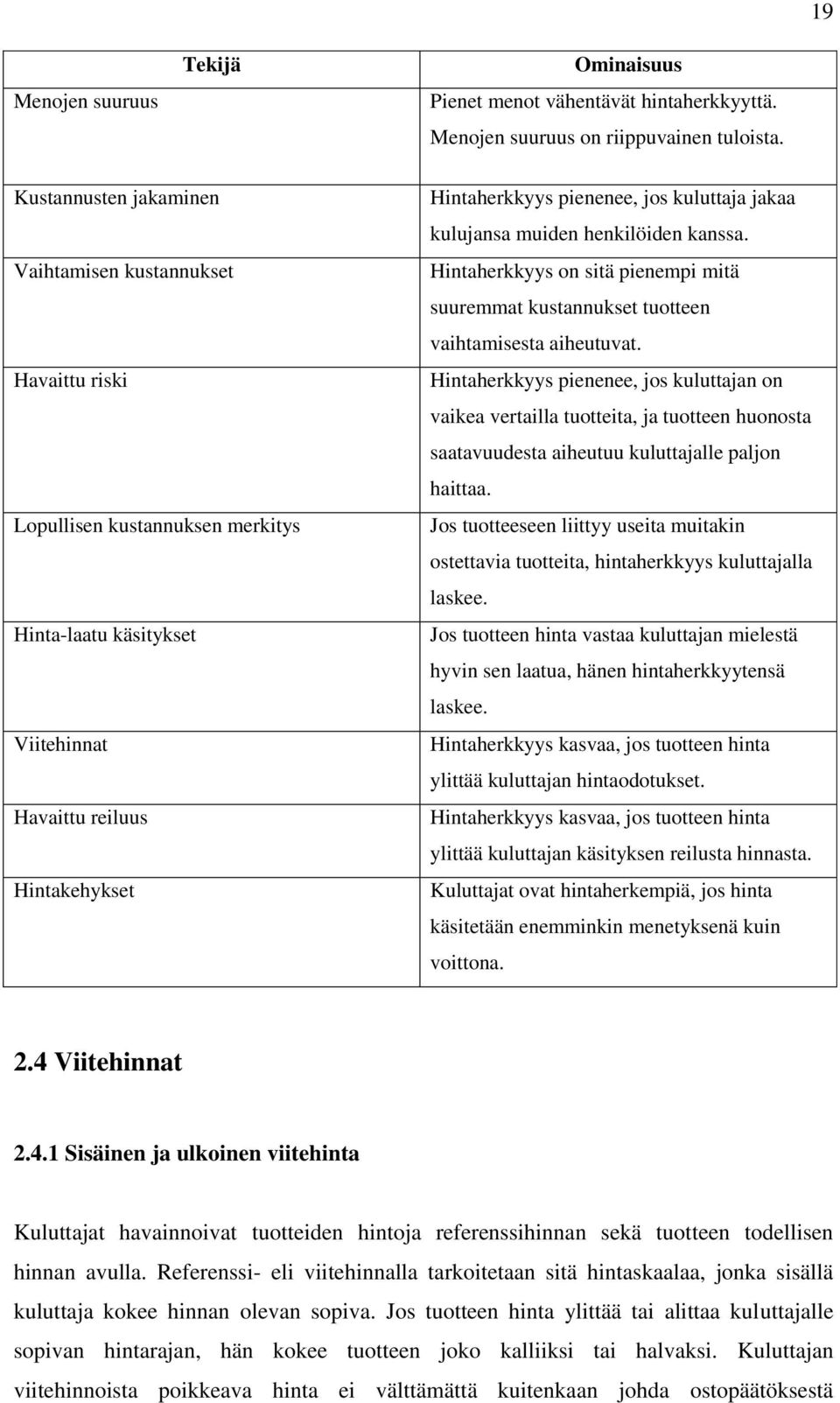 jakaa kulujansa muiden henkilöiden kanssa. Hintaherkkyys on sitä pienempi mitä suuremmat kustannukset tuotteen vaihtamisesta aiheutuvat.