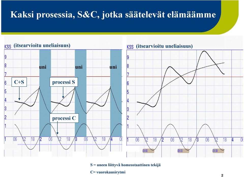 uneliaisuus) uni uni uni C+S processi S processi C