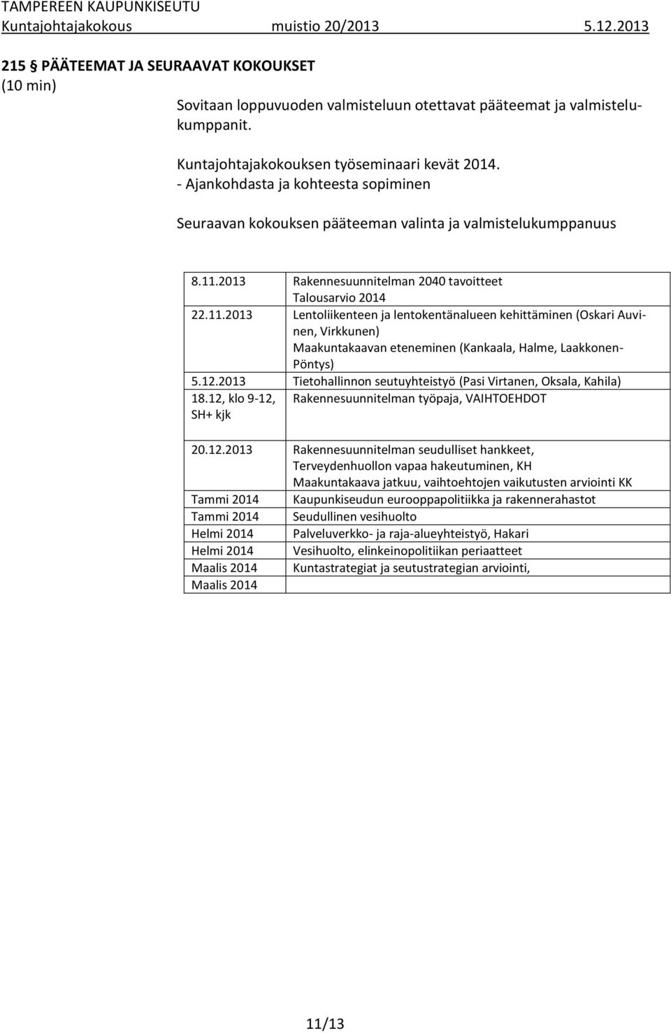 2013 Rakennesuunnitelman 2040 tavoitteet Talousarvio 2014 22.11.