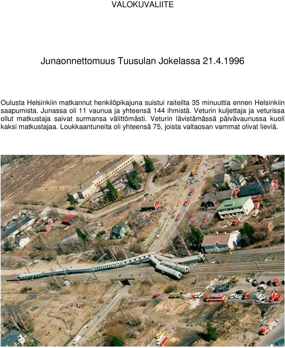 saapumista. Junassa oli 11 vaunua ja yhteensä 144 ihmistä.
