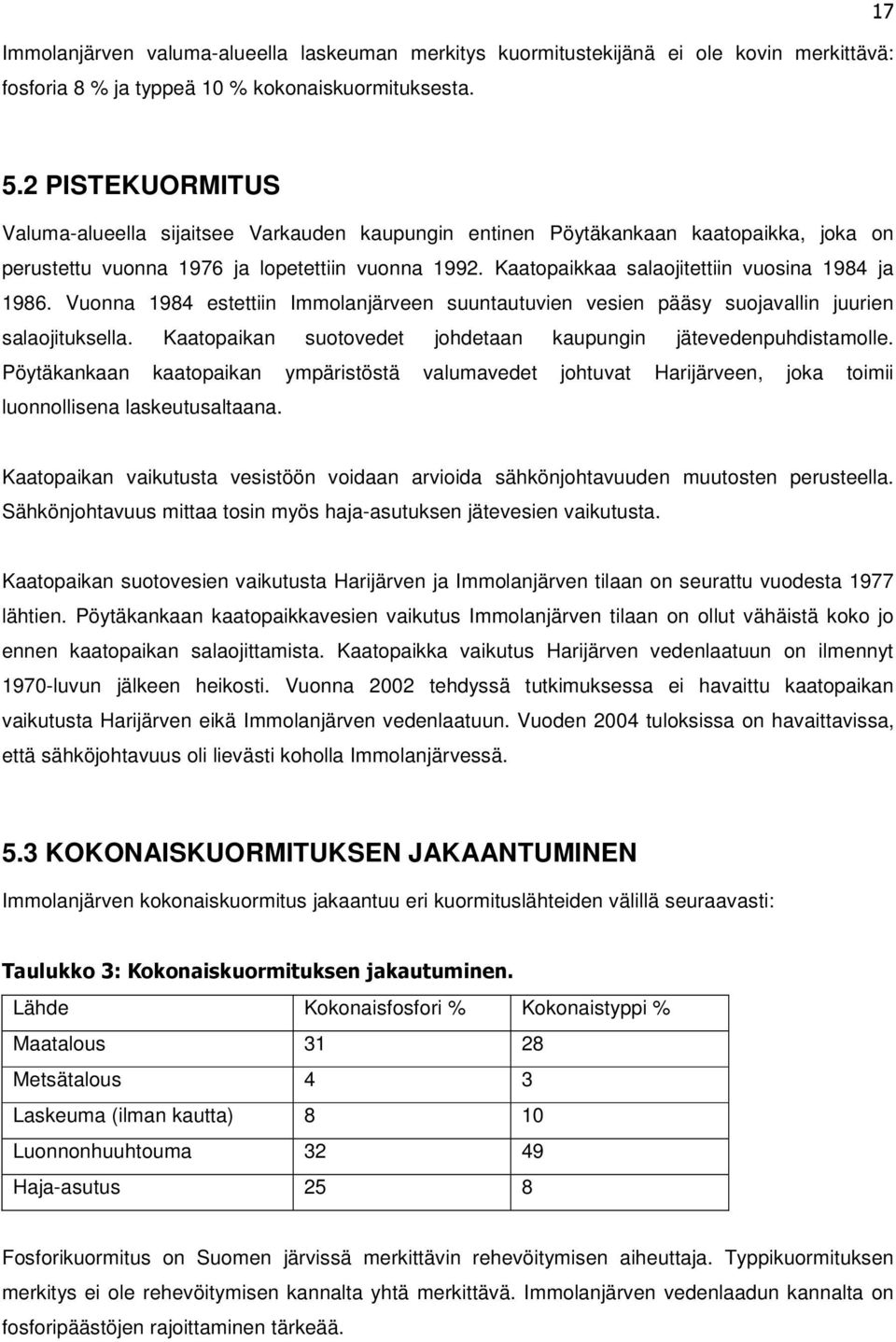 Kaatopaikkaa salaojitettiin vuosina 1984 ja 1986. Vuonna 1984 estettiin Immolanjärveen suuntautuvien vesien pääsy suojavallin juurien salaojituksella.