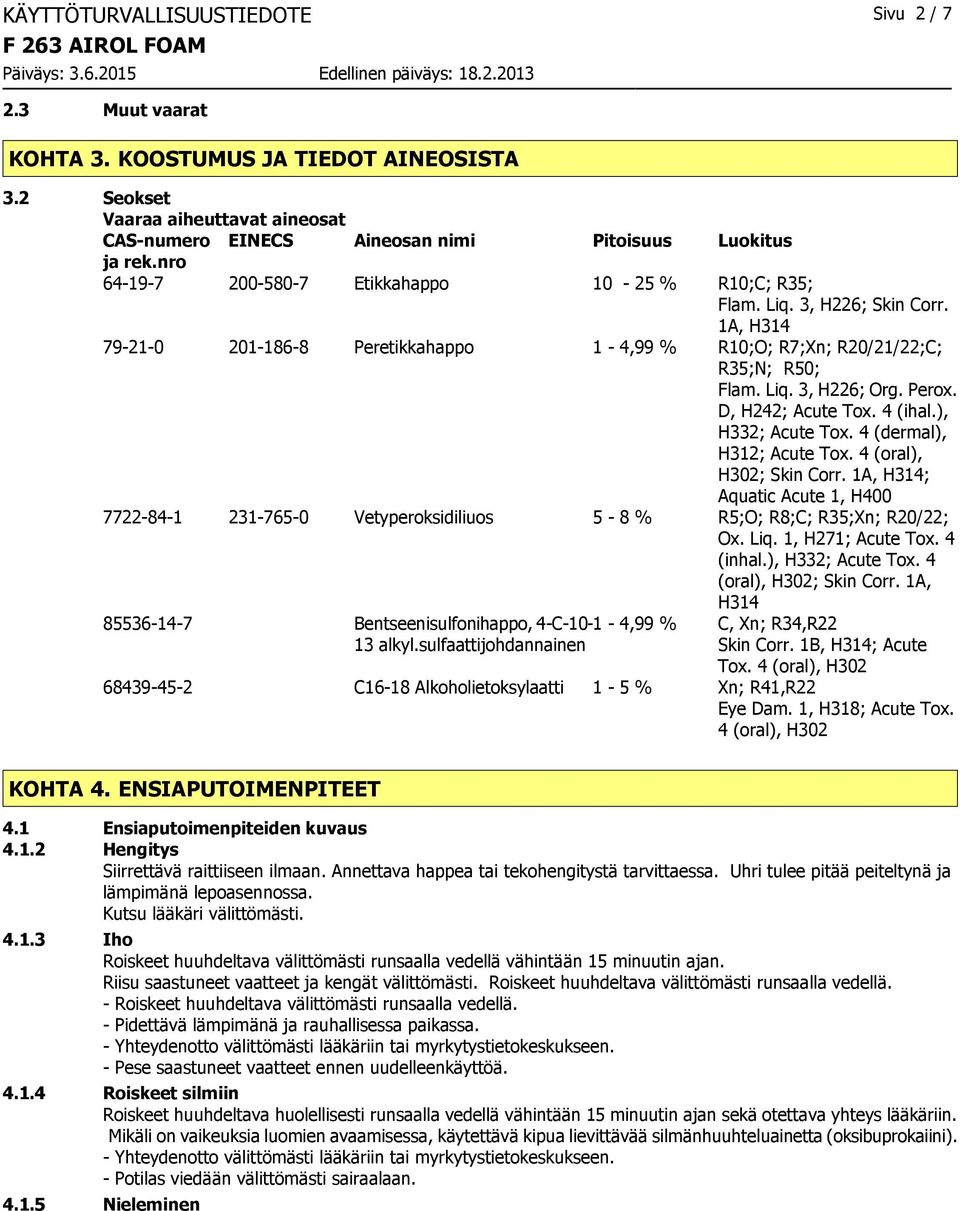 D, H242; Acute Tox. 4 (ihal.), H332; Acute Tox. 4 (dermal), H312; Acute Tox. 4 (oral), H302; Skin Corr.