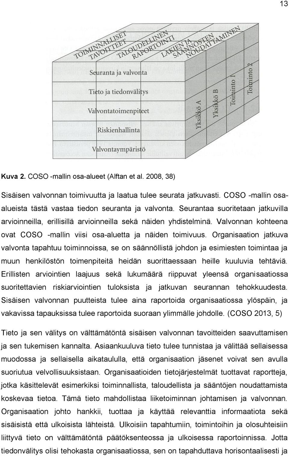 Organisaation jatkuva valvonta tapahtuu toiminnoissa, se on säännöllistä johdon ja esimiesten toimintaa ja muun henkilöstön toimenpiteitä heidän suorittaessaan heille kuuluvia tehtäviä.