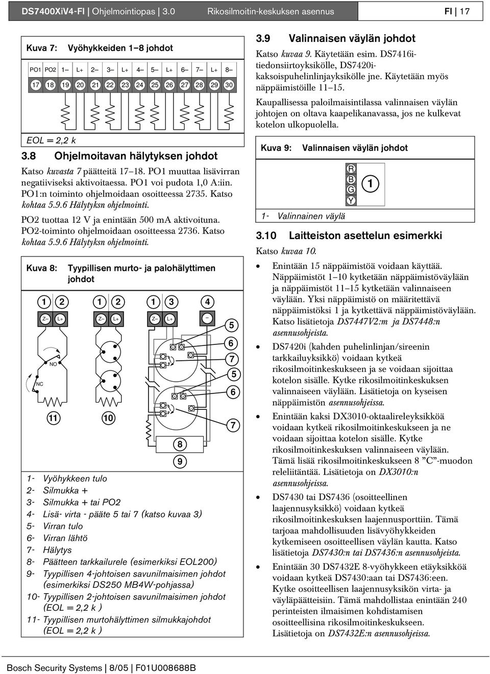 9.6 Hälytyksn ohjelmointi.