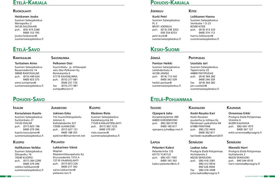 loikkanen@ ETELÄ-SAVO KESKI-SUOMI RANTASALMI SAVONLINNA JÄMSÄ PIHTIPUDAS Turtiainen Aimo Rauanvedentie 14 58900 RANTASALMI puh. (015) 440 624 0400 923 375 aimo.