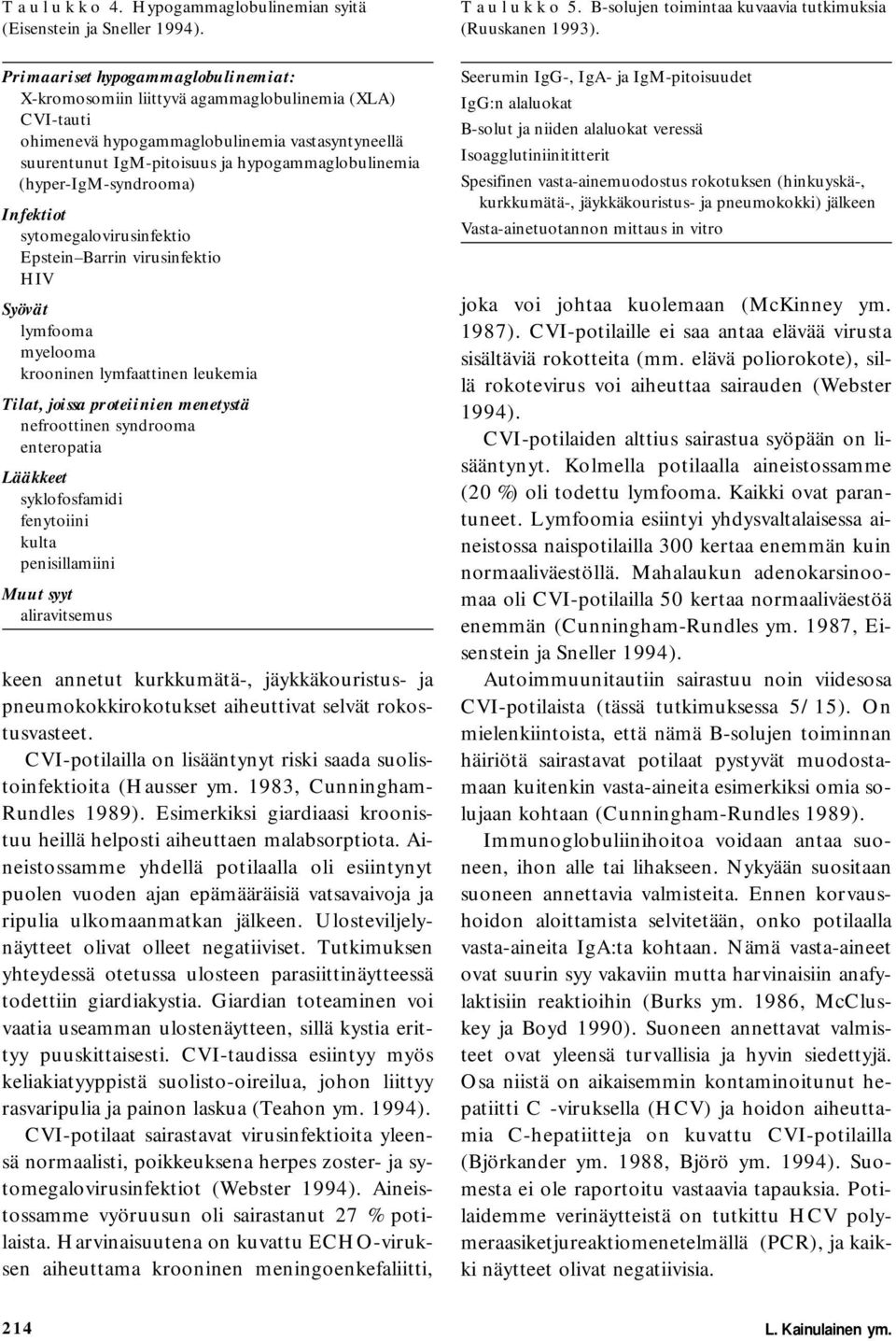 (hyper-igm-syndrooma) Infektiot sytomegalovirusinfektio Epstein Barrin virusinfektio HIV Syövät lymfooma myelooma krooninen lymfaattinen leukemia Tilat, joissa proteiinien menetystä nefroottinen