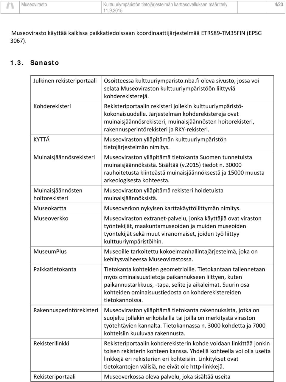 fi oleva sivusto, jossa voi selata Museoviraston kulttuuriympäristöön liittyviä kohderekisterejä. Rekisteriportaalin rekisteri jollekin kulttuuriympäristökokonaisuudelle.