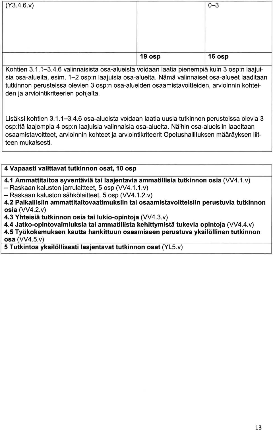 6 os-lueist voidn lti uusi tutkinnon perusteiss olevi 3 osp:ttä ljempi 4 osp:n ljuisi vlinnisi os-lueit.