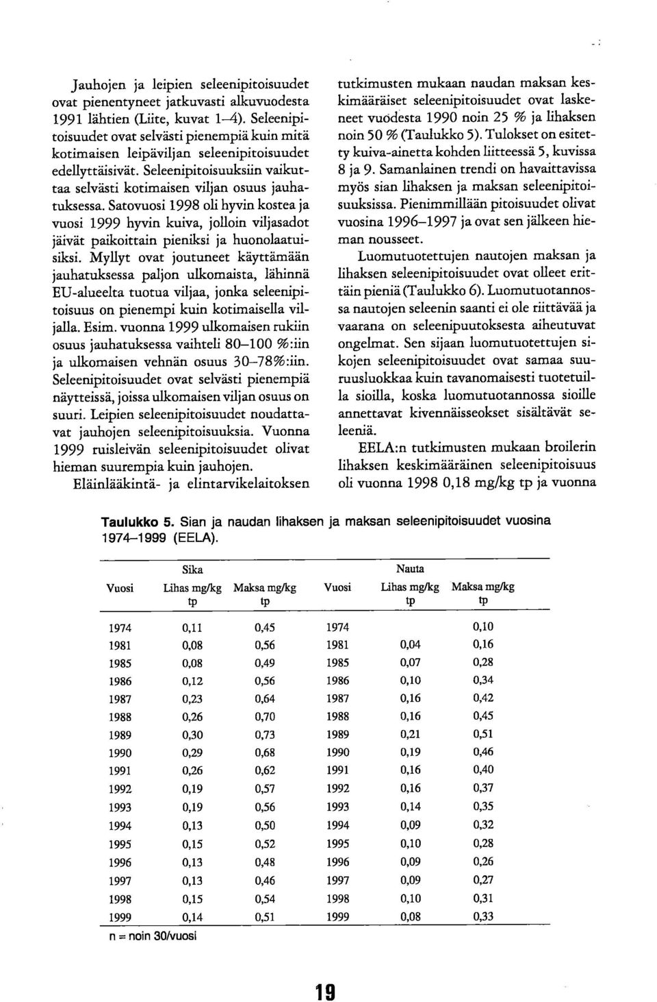 Satovuosi 1998 oli hyvin kostea ja vuosi 1999 hyvin kuiva, jolloin viljasadot jäivät paikoittain pieniksi ja huonolaatuisiksi.