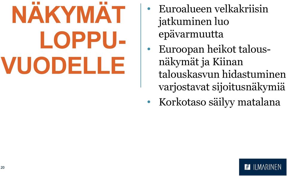 talousnäkymät ja Kiinan talouskasvun hidastuminen