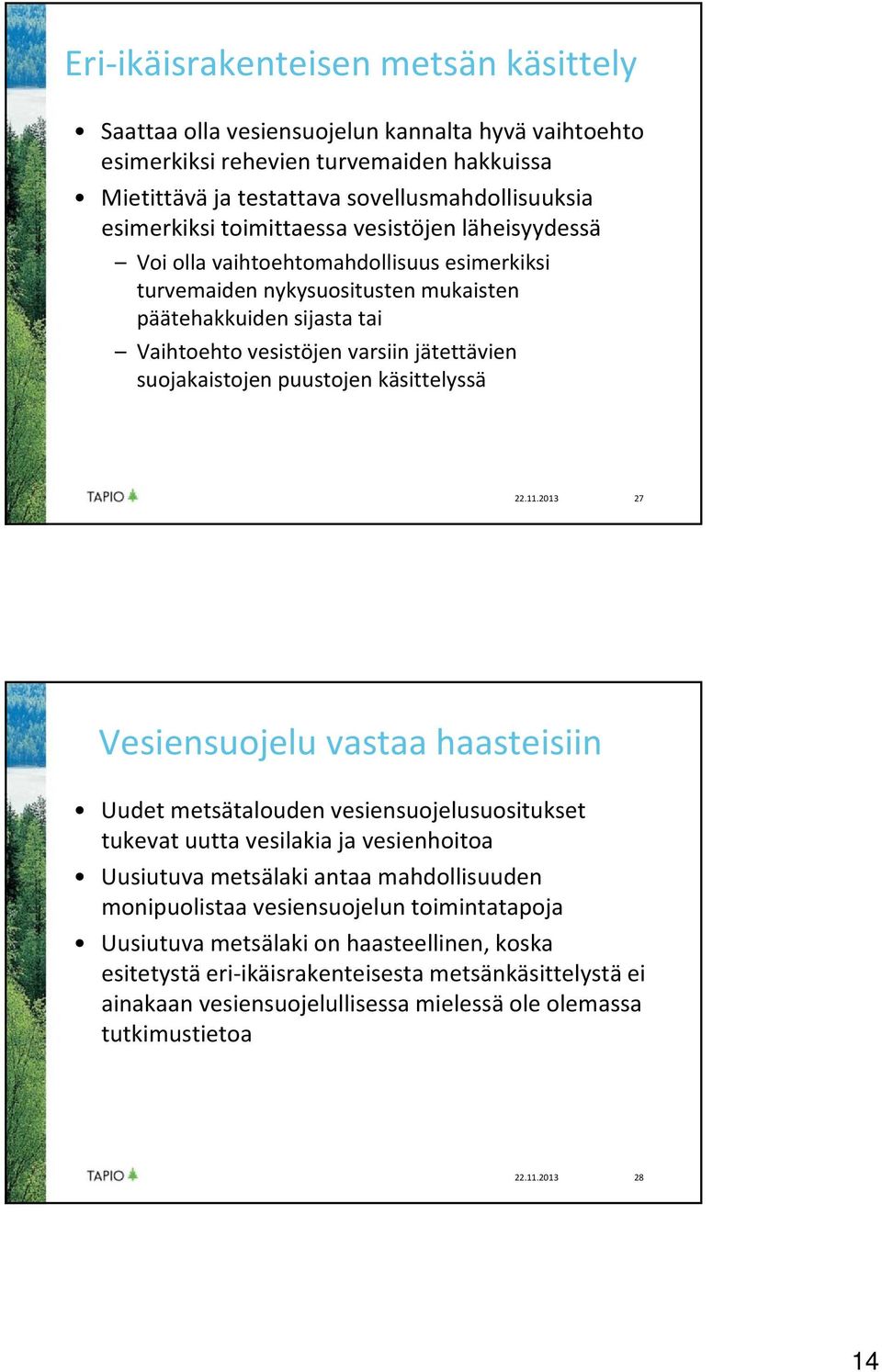 suojakaistojen puustojen käsittelyssä 22.11.