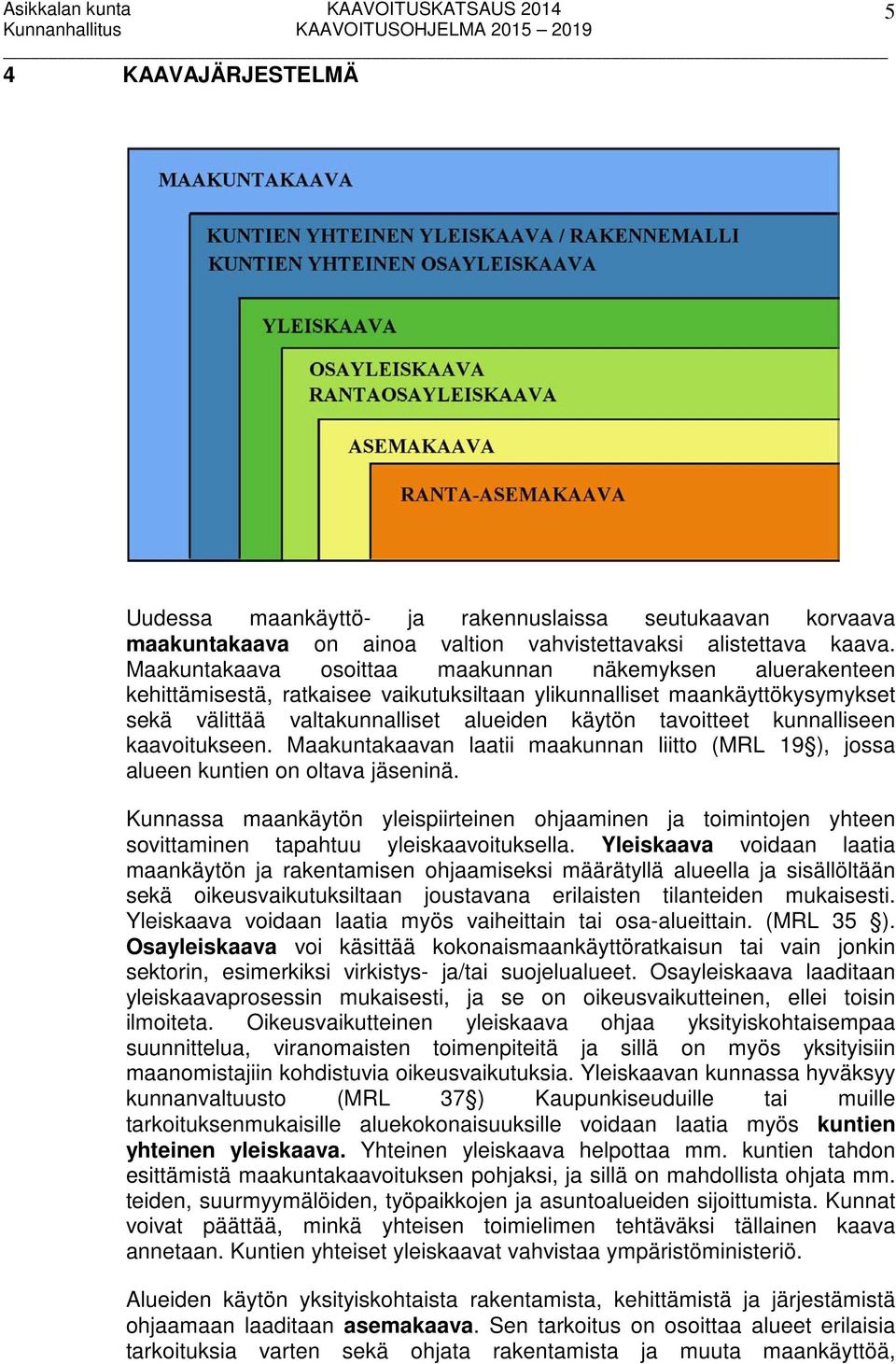 kunnalliseen kaavoitukseen. Maakuntakaavan laatii maakunnan liitto (MRL 19 ), jossa alueen kuntien on oltava jäseninä.