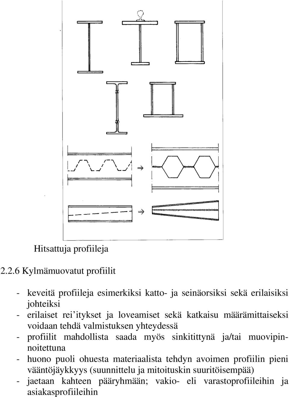 itykset ja loveamiset sekä katkaisu määrämittaiseksi voidaan tehdä valmistuksen yhteydessä - profiilit mahdollista saada myös