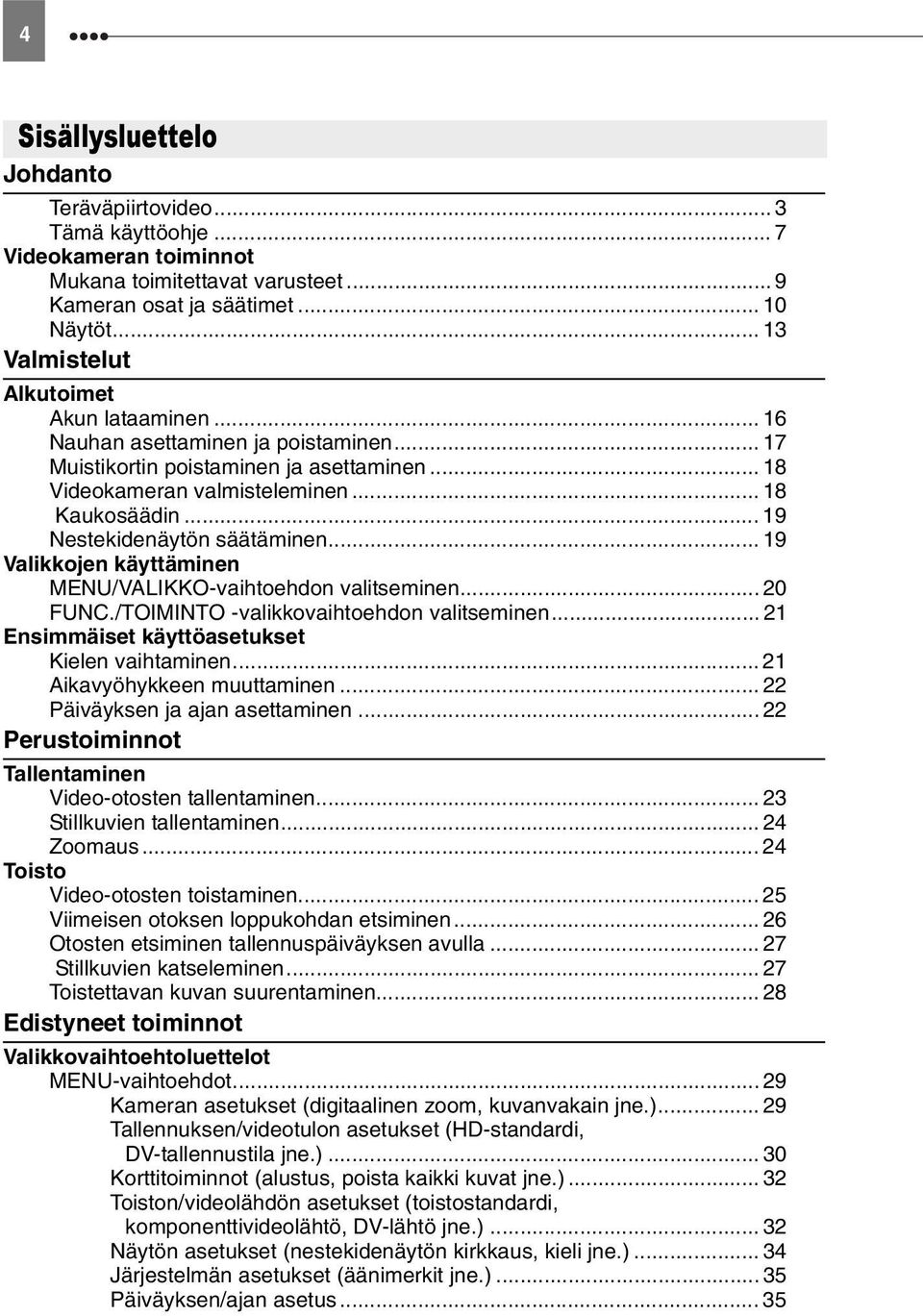 .. 19 Nestekidenäytön säätäminen... 19 Valikkojen käyttäminen MENU/VALIKKO-vaihtoehdon valitseminen... 20 FUNC./TOIMINTO -valikkovaihtoehdon valitseminen.