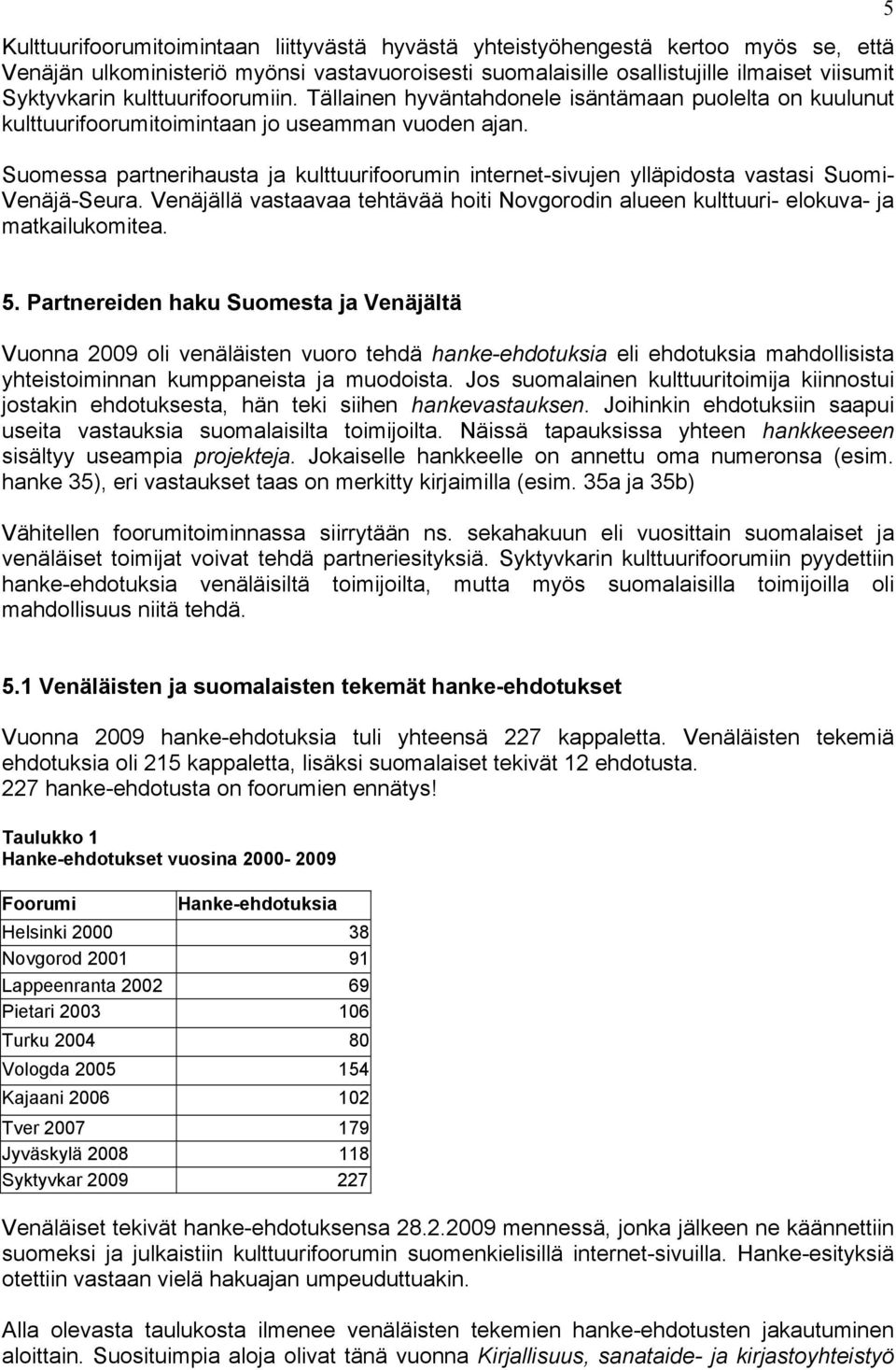 Suomessa partnerihausta ja kulttuurifoorumin internet-sivujen ylläpidosta vastasi Suomi- Venäjä-Seura. Venäjällä vastaavaa tehtävää hoiti Novgorodin alueen kulttuuri- elokuva- ja matkailukomitea. 5 5.