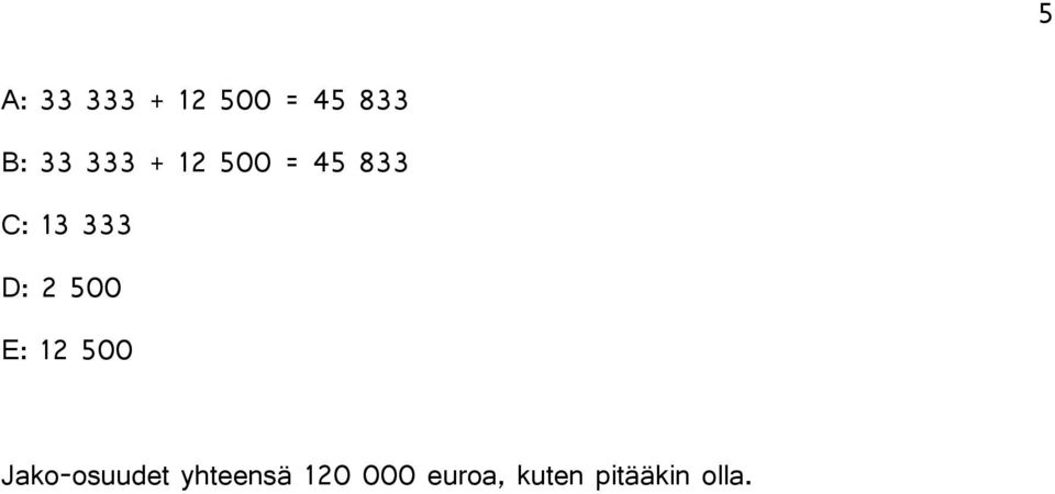 2 500 E: 12 500 Jako-osuudet