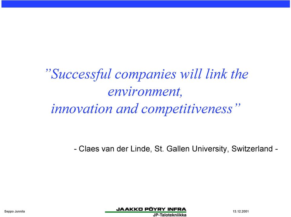 competitiveness - Claes van der