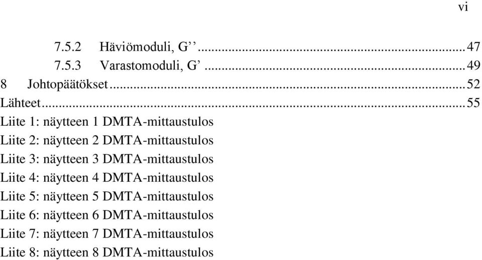 3 DMTA-mittaustulos Liite 4: näytteen 4 DMTA-mittaustulos Liite 5: näytteen 5 DMTA-mittaustulos