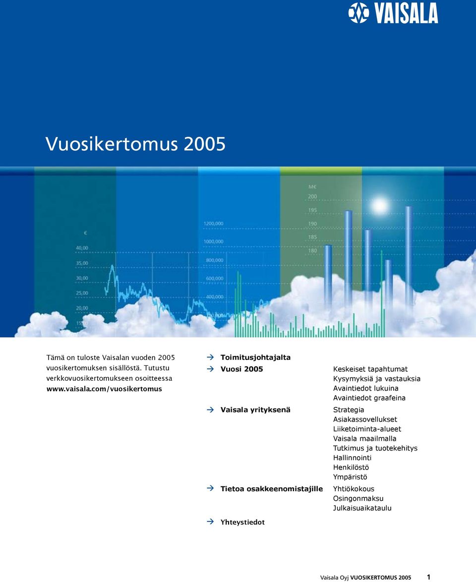 com/vuosikertomus > Vuosi 2005 Keskeiset tapahtumat Kysymyksiä ja vastauksia Avaintiedot lukuina Avaintiedot graafeina > > Vaisala yrityksenä