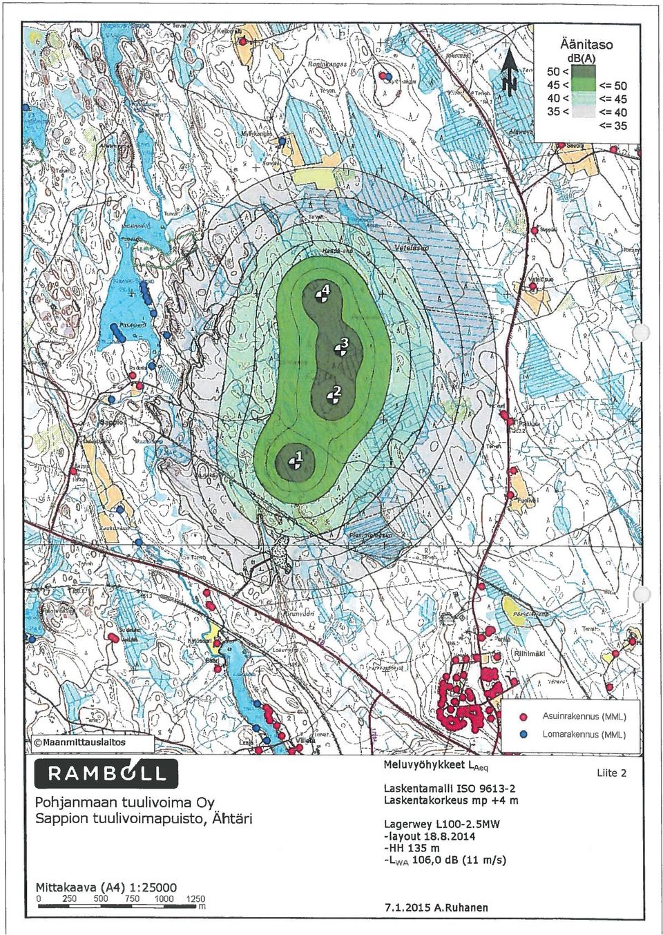 Laskentakorkeus mp +4 m Lagerwey L100-2.5MW -Iayout 18.