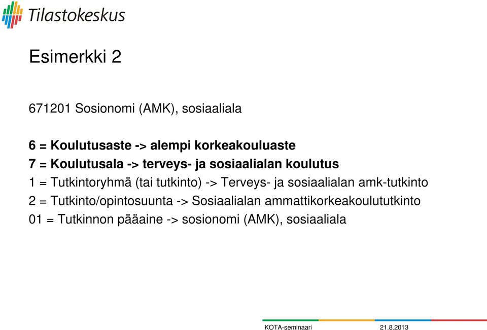 Tutkintoryhmä (tai tutkinto) -> Terveys- ja sosiaalialan amk-tutkinto 2 =