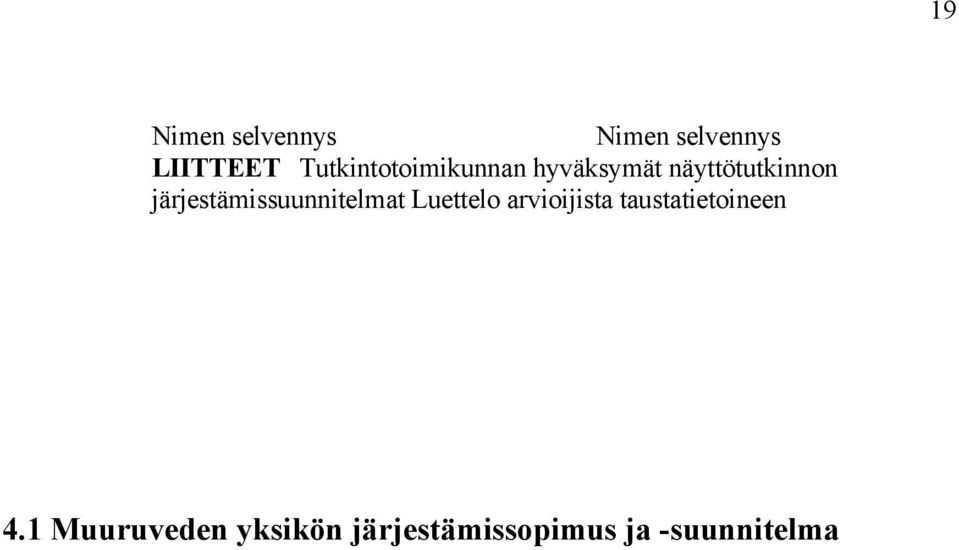 järjestämissuunnitelmat Luettelo arvioijista