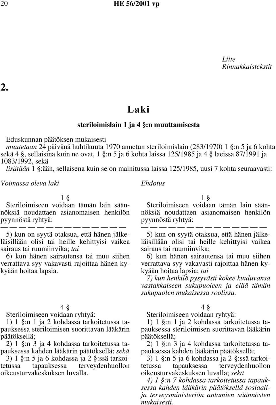 1 :n 5 ja 6 kohta laissa 125/1985 ja 4 laeissa 87/1991 ja 1083/1992, sekä lisätään 1 :ään, sellaisena kuin se on mainitussa laissa 125/1985, uusi 7 kohta seuraavasti: Voimassa oleva laki 1