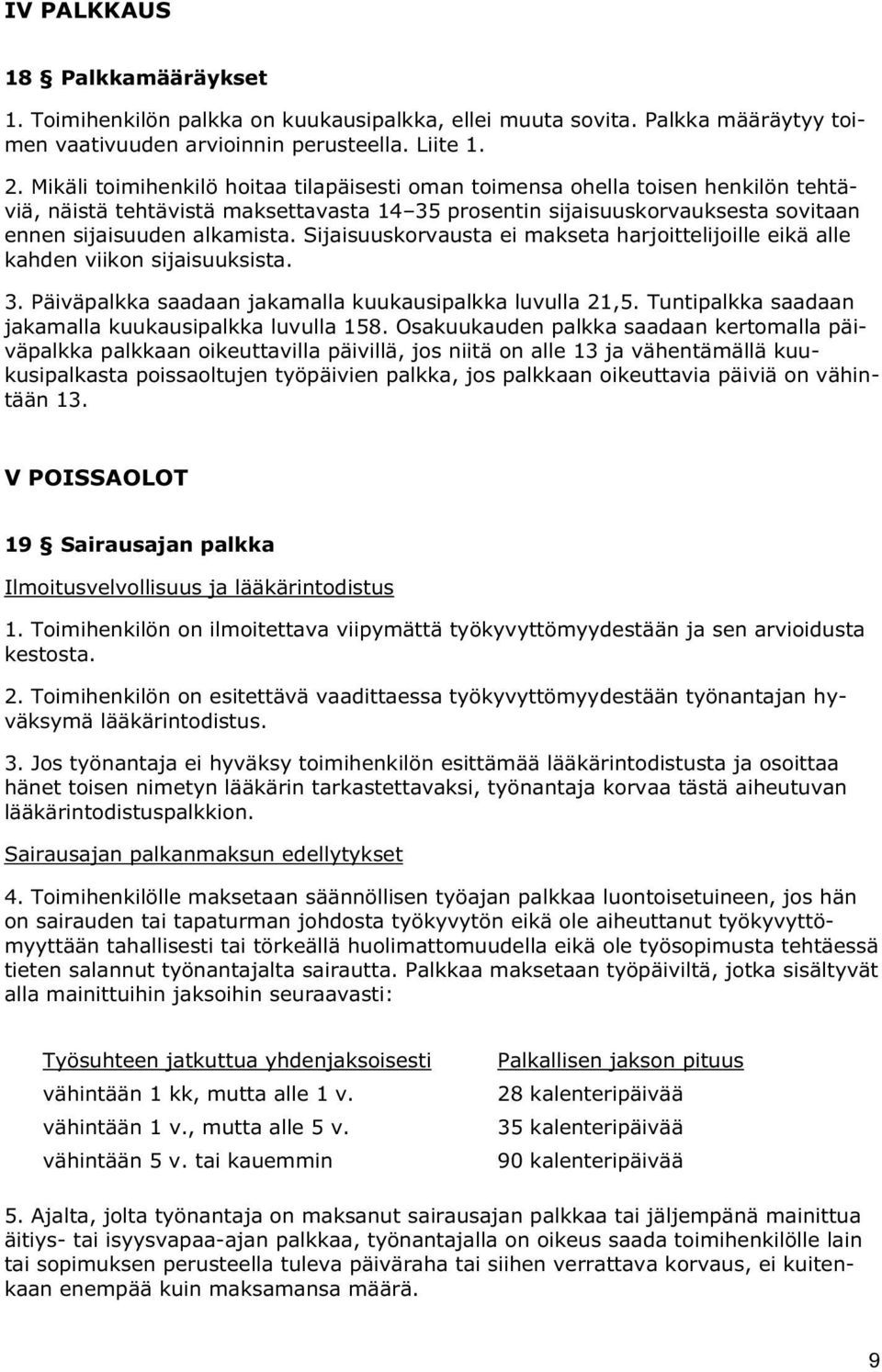 Sijaisuuskorvausta ei makseta harjoittelijoille eikä alle kahden viikon sijaisuuksista. 3. Päiväpalkka saadaan jakamalla kuukausipalkka luvulla 21,5.