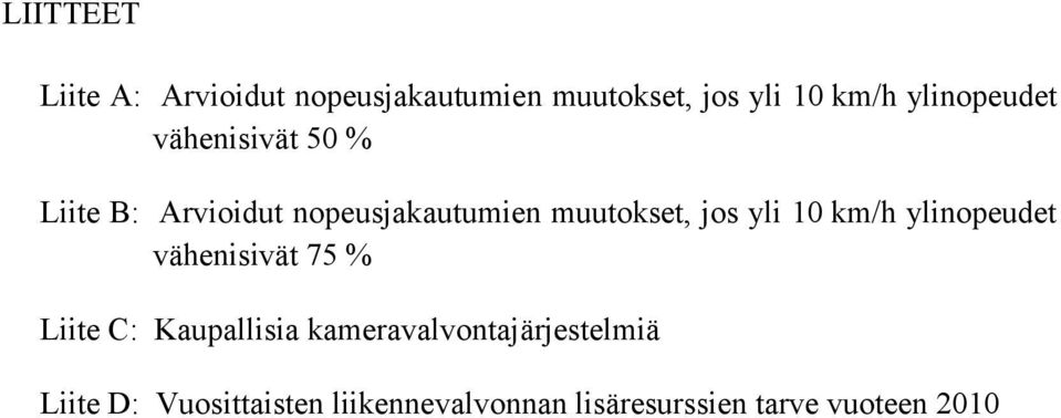 jos yli 10 km/h ylinopeudet vähenisivät 75 % Liite C: Kaupallisia