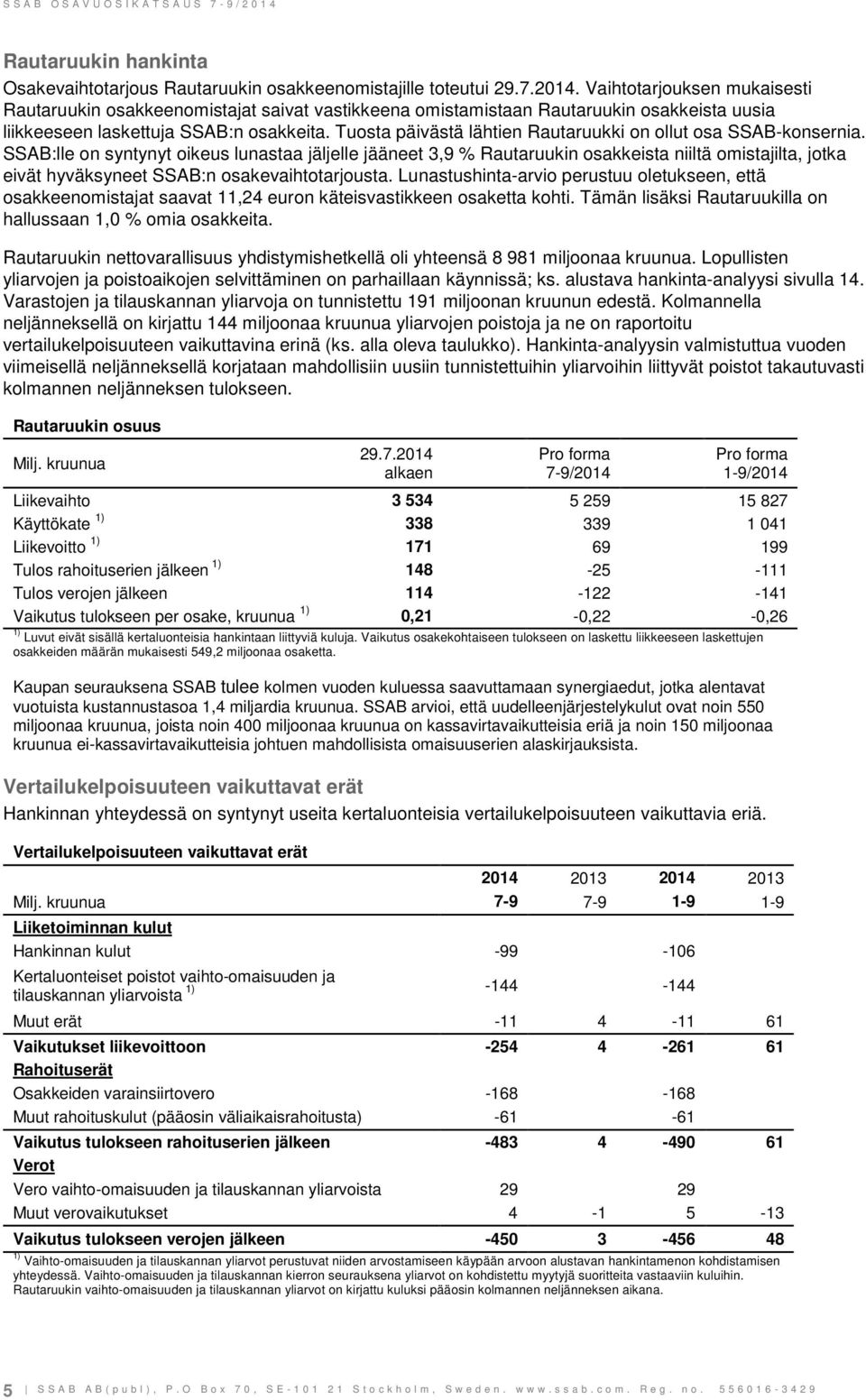 Tuosta päivästä lähtien Rautaruukki on ollut osa SSAB-konsernia.